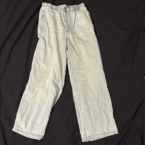 Zara Girls Size 11-12 Light Blue Denim Wide-Leg Pants